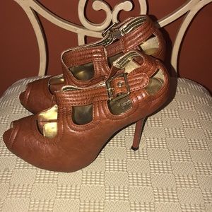 Chestnut PeepToe Brown Heels